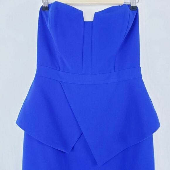 Adelyn Rae Strapless Peplum Blue Sheath Girls Night Out Party Cocktail Dress - Picture 3 of 7